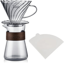 Bincoo Pour Over Coffee Dripper Set, Drip Coffee Maker, Included Borosilicate Glass Carafer and Coffee Dripper & Size 02 50 Pcs Paper Filter, 16oz(500ml) (Smoky Gray Set)