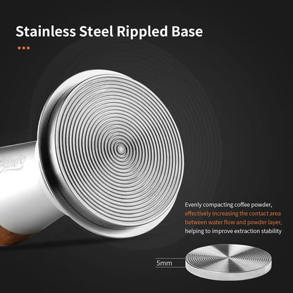 Espresso Tamper 51mm - Level Coffee Tamper for Espresso Machine Accessories,Stainless Steel Ripple Base,Spring Loaded