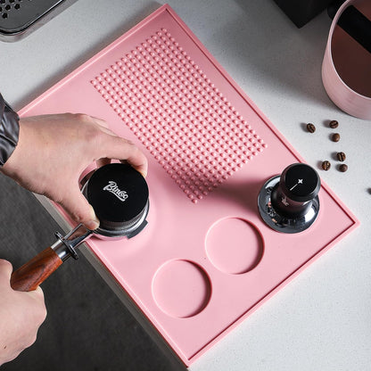 Bincoo Espresso Tamping Mat,Pink Silicone Coffee Tamper Mat,Silicone Tamping Pad for Barista Tool Home Kitchen Bar Coffee Shop