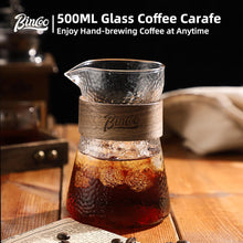 Bincoo GYKF1335 Glass Coffee Server 500ML/16oz - Glass Coffee Carafe with Heat-Resistant Wood Loop,Clear Coffee Decanter Coffee Server for Pour Over, Coffee Pot