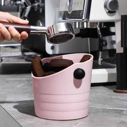 Large Espresso Knock Box, 1.2L Pink Knock Box for Coffee Grounds, Espresso Puck Knock Box with Removable Knock Bar and Non-Slip Base