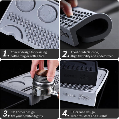 Espresso Tamping Mat - Silicone Coffee Bar Mat Tamper Mat,Espresso Accessory for Baristas Home Kitchen Bar Coffee Shop