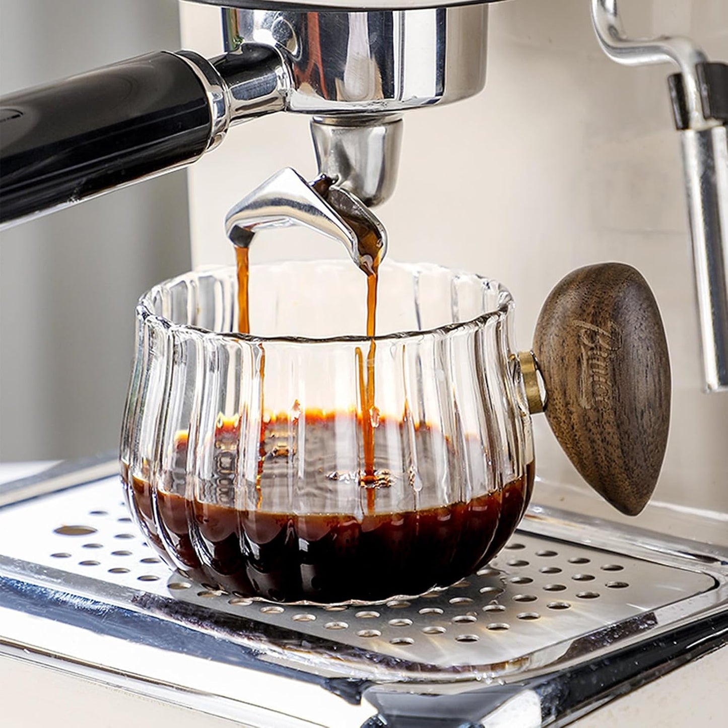 Bincoo GYJ60366 Iced Coffee Cups Set of 2,Clear Glass Coffee Mug Set Latte Glasses,250ml Cappuccino Mugs Espresso Coffee Cups with Handle