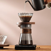 Bincoo Pour Over Coffee Maker Set - 500ML Glass Coffee Server Coffee Carafe with Walnut Dripper and 50PCS Paper Filter, Drip Coffee Maker Set for Home Café Restaurant