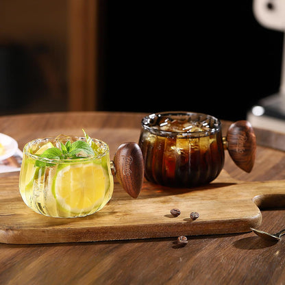 Bincoo GYJ60366 Iced Coffee Cups Set of 2,Clear Glass Coffee Mug Set Latte Glasses,250ml Cappuccino Mugs Espresso Coffee Cups with Handle