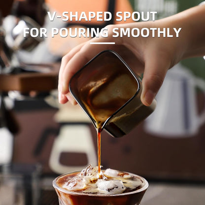 Espresso Cup 2 Pack,Espresso Shot Glass Set with Spout,150ML Espresso Accessories, Glass Shot Cup for Barista