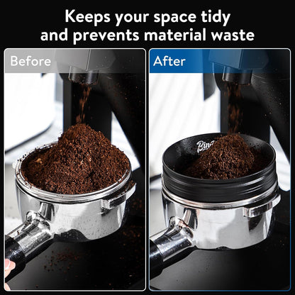 Bincoo GYKF2226 51-58mm Magnetic Dosing Funnel - Espresso Coffee Dosing Ring, Portafilter Funnel Barista Tools Compatible with 58MM Portafilter (Black, 58MM)