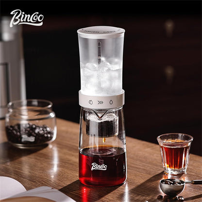 Bincoo GYKF2195 Cold Brew Coffee Maker 450ml-Bincoo High Borosilicate Glass Ice Drip Coffee Brewer,Adjustable Dual-Outlet Drip Speed, Constant Pressure Brewing