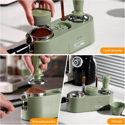 Espresso Tamping Station,Espresso Organizer Station Fit for 51/58mm,Plastic Espresso Station Coffee Tamper Station, Multifunctional Coffee Tools Organzier 4 in 1