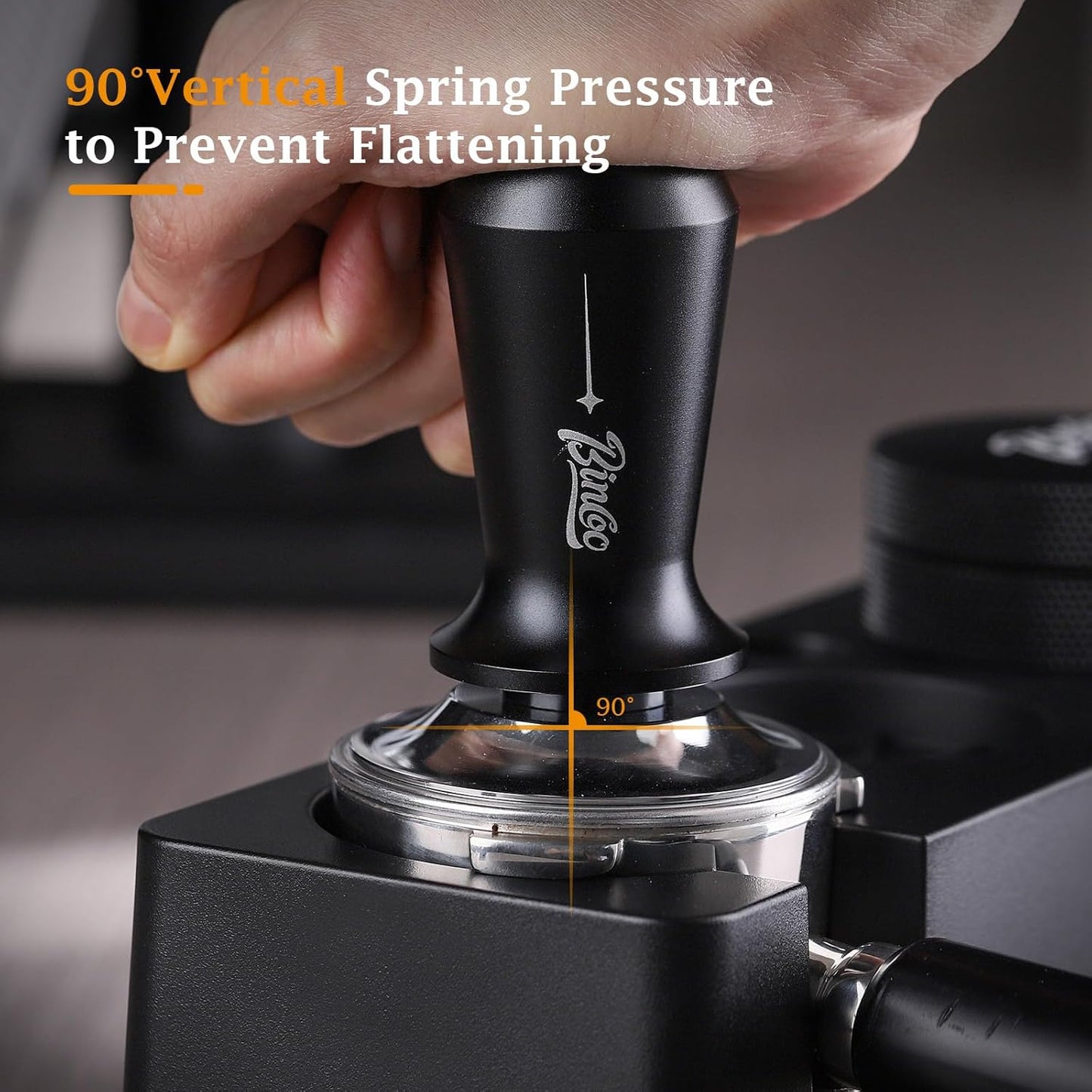 Espresso Coffee Tamper 51mm - Spring Loaded Espresso Tamper, 51mm Espresso Hand Tamper for Barista Home, Stainless Steel Thread Base