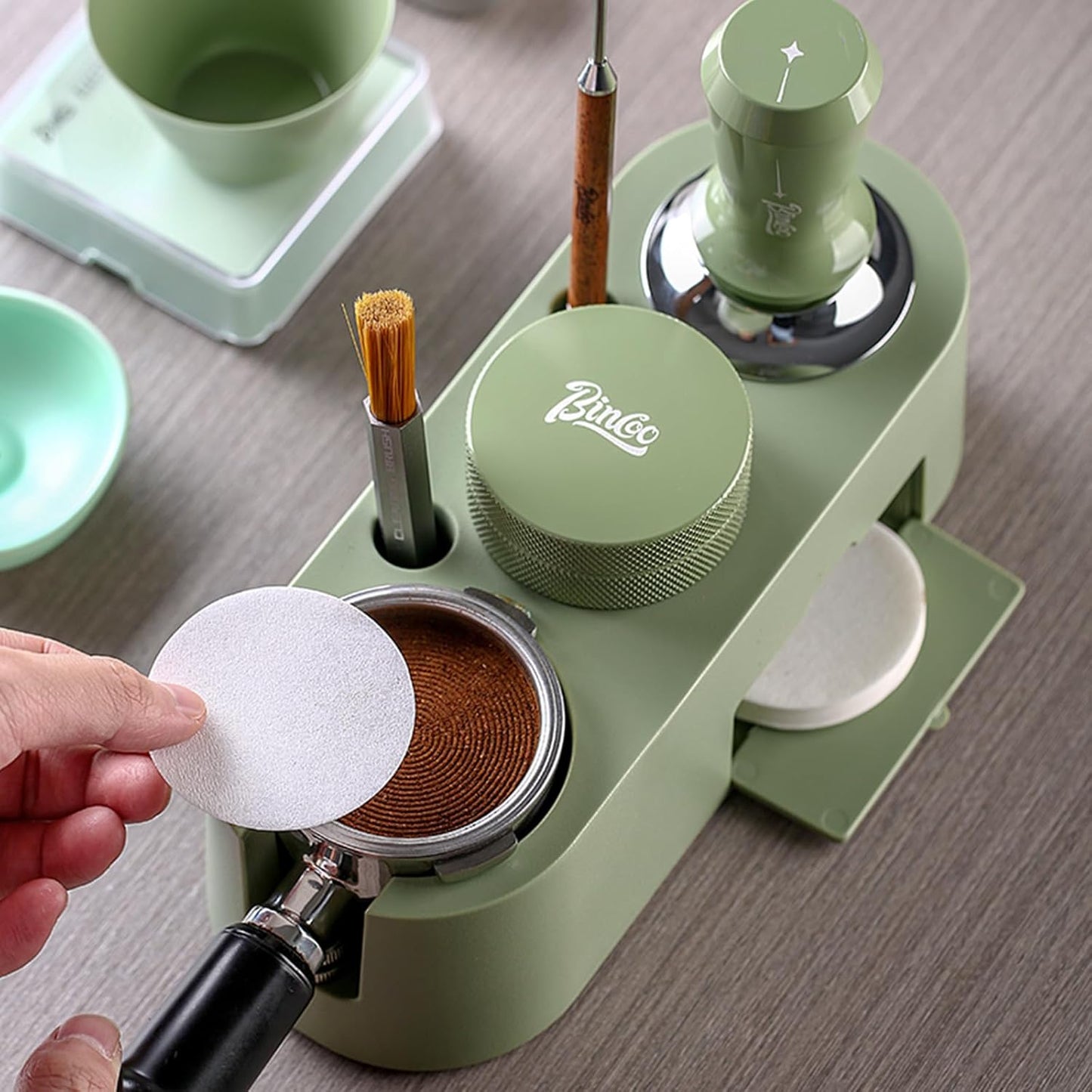 Espresso Tamping Station,Espresso Organizer Station Fit for 51/58mm,Plastic Espresso Station Coffee Tamper Station, Multifunctional Coffee Tools Organzier 4 in 1