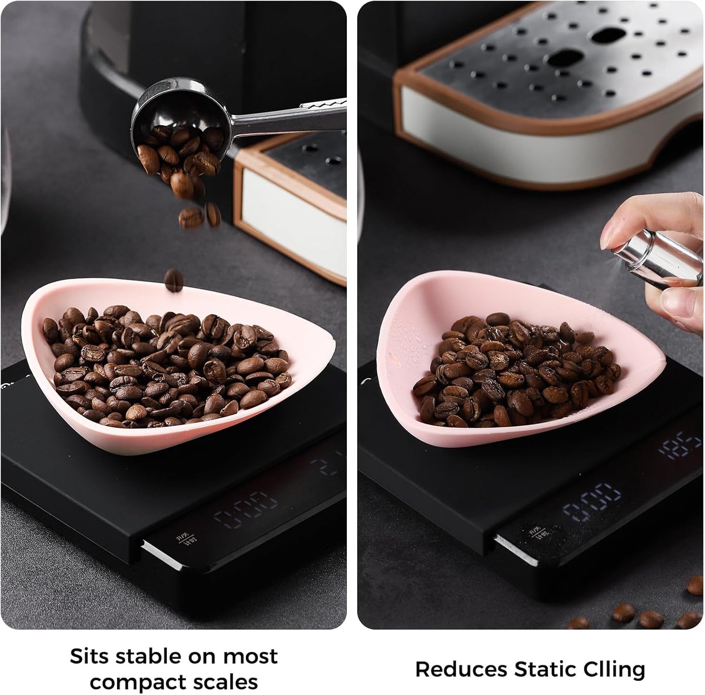 Bincoo Coffee Bean Dosing Cup,2x Platinum Silicone Anti-Static Dosing Cups + RDT Spray Bottle | Precise Coffee Dosing, Eliminate Static, Improve Pour-Over & Espresso Consistenc.