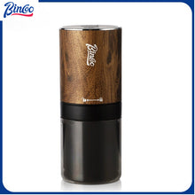 BINCOO Electric Bean Grinder Steel Burrs Coffee Bean Grinder Mini Household Portable Wood Grain Grinding Coffee Appliance
