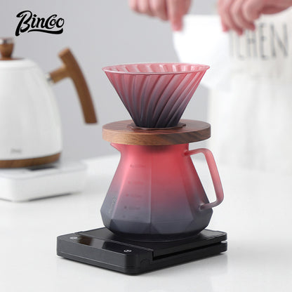 Bincoo Pour Over Coffee Maker Hand Brewing Coffee Pot Set Blackberry Filter Cup Sharing Pot Glass Pot Set 600ML