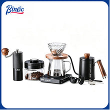 BINCOO Pour Over Coffee Set Threaded Glass Dripper Glass Sharing Pot Manual Coffee Grinder Barista Coffee Tool Set