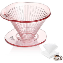 Bincoo Pour Over Coffee Dripper and Filters 2-4 Cups Size 02,Safe Tritan Plastic Coffee Dripper with 50pcs Filters Paper,Slow Brewing Coffee Pour Over for Cafe,Travel,Home(Pink)