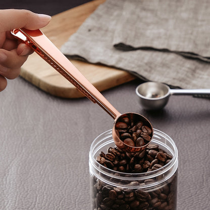 BINCOO Stainless Steel Coffee Bean Long Handle Measuring Spoon Sealing Clip Special Spoon Coffee Appliance Accessories