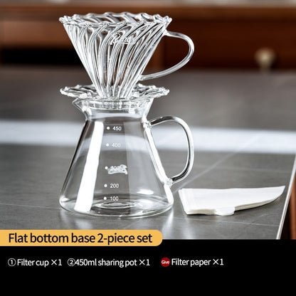 BINCOO Glass Coffee Pot Heat-Resistant Pour-Over Dripper Set with Glass Filter Cup Coffee Brewing Set 450ML