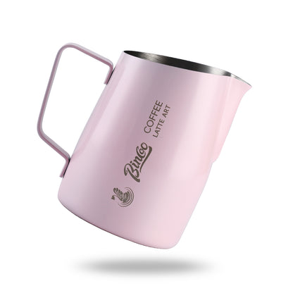 Milk Frothing Pitcher with Sharp Spout & Angled Rim – Precision latte art pitcher for Fine Lines & Intricate Patterns – 18/8 Stainless Steel Milk Steamer Cup for Cappucci