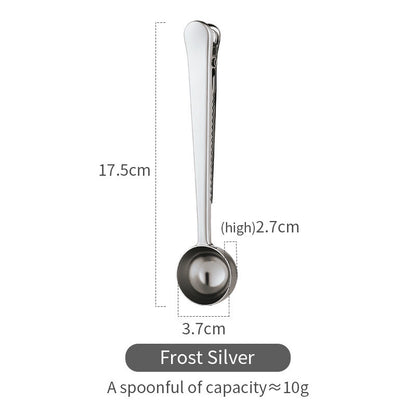 Bincoo Coffee Spoon with Clip 304 Stainless Steel Milk Coffee Powder Ice-cream Scoop Tea Coffee Measuring Spoon Kitchen Supply Powder Measuring Tools