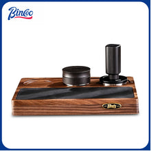 BINCOO Solid Wood Pressed Base Set Powder Distributor Pressing Hammer Italian Three-Piece Coffee Set 51MM/58MM