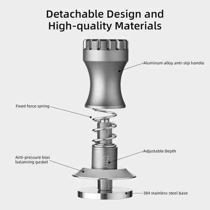 Bincoo GYKF0820 Espresso Tamper 58mm-Consistent Pressure Coffee Tamper for Barista Home,Adjustable Depth,Stainless Steel Base Tamper Espresso Tool Fits 58mm Portafilters(Grey 58mm)