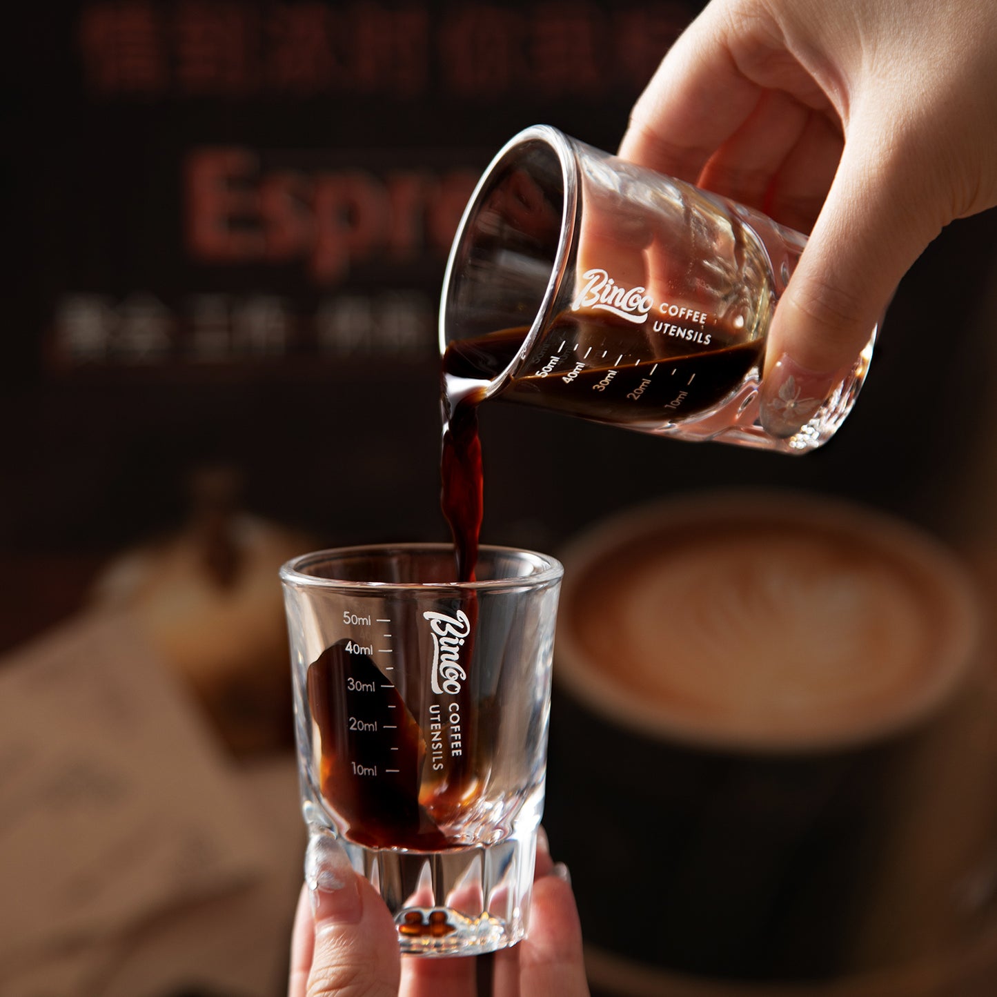 BINCOO 50ml Espresso Glass Measuring Cup Clear Shot Glasses Coffee Mugs Set Espresso Measuring Cup Tools Milk Frothing Pitcher