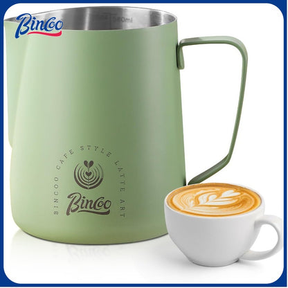 Bincoo GYKF1066 Milk Frothing Pitcher 350ml/12oz,Stainless Steel Latte Art Cup with Dual Arc Spout,Sharp Pouring Tip & Ergonomic Handle for Espresso Coffee Latte Cappuccino