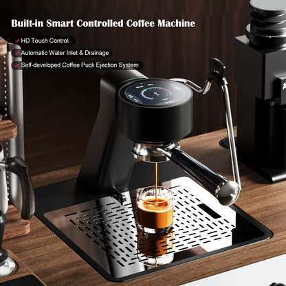 Bincoo Espresso Machine with Touch Screen | 15‑Bar Extraction, Milk Steam Wand, Compact Semi‑Automatic Coffee Maker for Home Barista