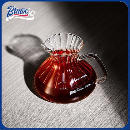 BINCOO Coffee Glass Pour-Over Kettle V60 Glass Filter Set for Home Office and Outdoor 500ML/650ML