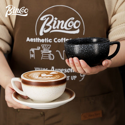 BINCOO GYKF0610 Ceramic Coffee Mug Professional Latte Art Mug Tasting Cup for Household and Office 320ML