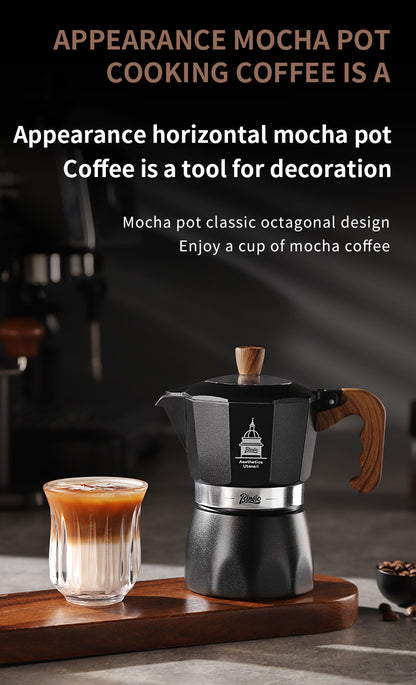 Bincoo Double Valve Moka Pot - High Pressure Stovetop Espresso Maker with Rich Crema, Food-Grade Aluminum, Italian Style Coffee Pot with Transparent Lid for Home Brewing