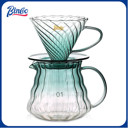 BINCOO Hand-pour Coffee Pot Set Glass Sharing Pot Coffee Hand-brewing Pot with Filter Cup Set for Office Outdoor Camping 350ML/600ML
