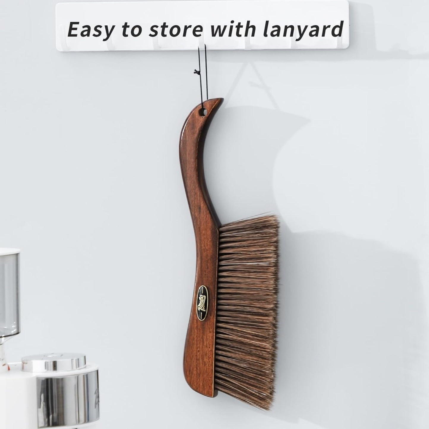 Bincoo GYKF1226 Hand Broom Dusting Brush for Home Cleaning-Espresso Machine Brush-Coffee Table Cleaning Brush with Long Wooden Handle,Ideal for Home,Kitchen,Dining Table,13 Inches Hand Broom(Brown)