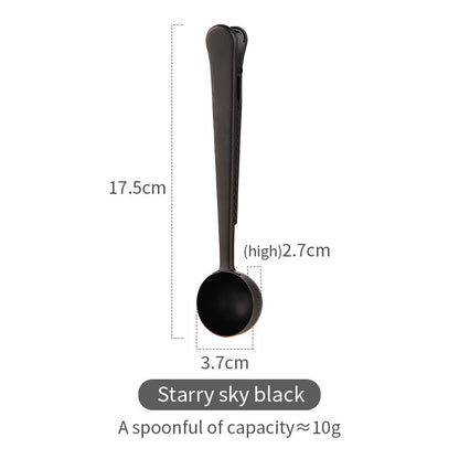 Bincoo Coffee Spoon with Clip 304 Stainless Steel Milk Coffee Powder Ice-cream Scoop Tea Coffee Measuring Spoon Kitchen Supply Powder Measuring Tools
