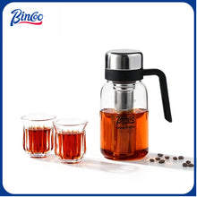 BINCOO Glass Cold Brew Pot with Handle Portable Cold Brew Coffee Cup with Stainless Steel Filter Fridge‑Safe 750ML