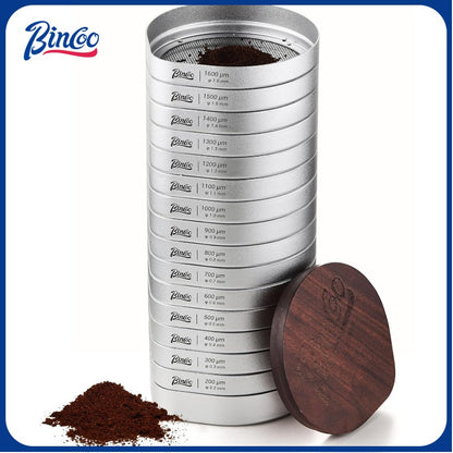 Bincoo Coffee Sifter 850μm Professional Coffee Sieve Calibration Set, Grind Sieves to Precisely Measure for Pour Over, Calibrate Your Grinder for Consistent Particle Size (15 Sizes: 200–1600μm)