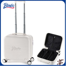 Bincoo GYKF0276 16 Inch Large Coffee Maker Travel Case with Wheels for Barista Espresso Machine,Espresso Machine Travel Case Storage Box Waterproof and Shockproof,Suit for Traveling,Camping Outdoor (White)