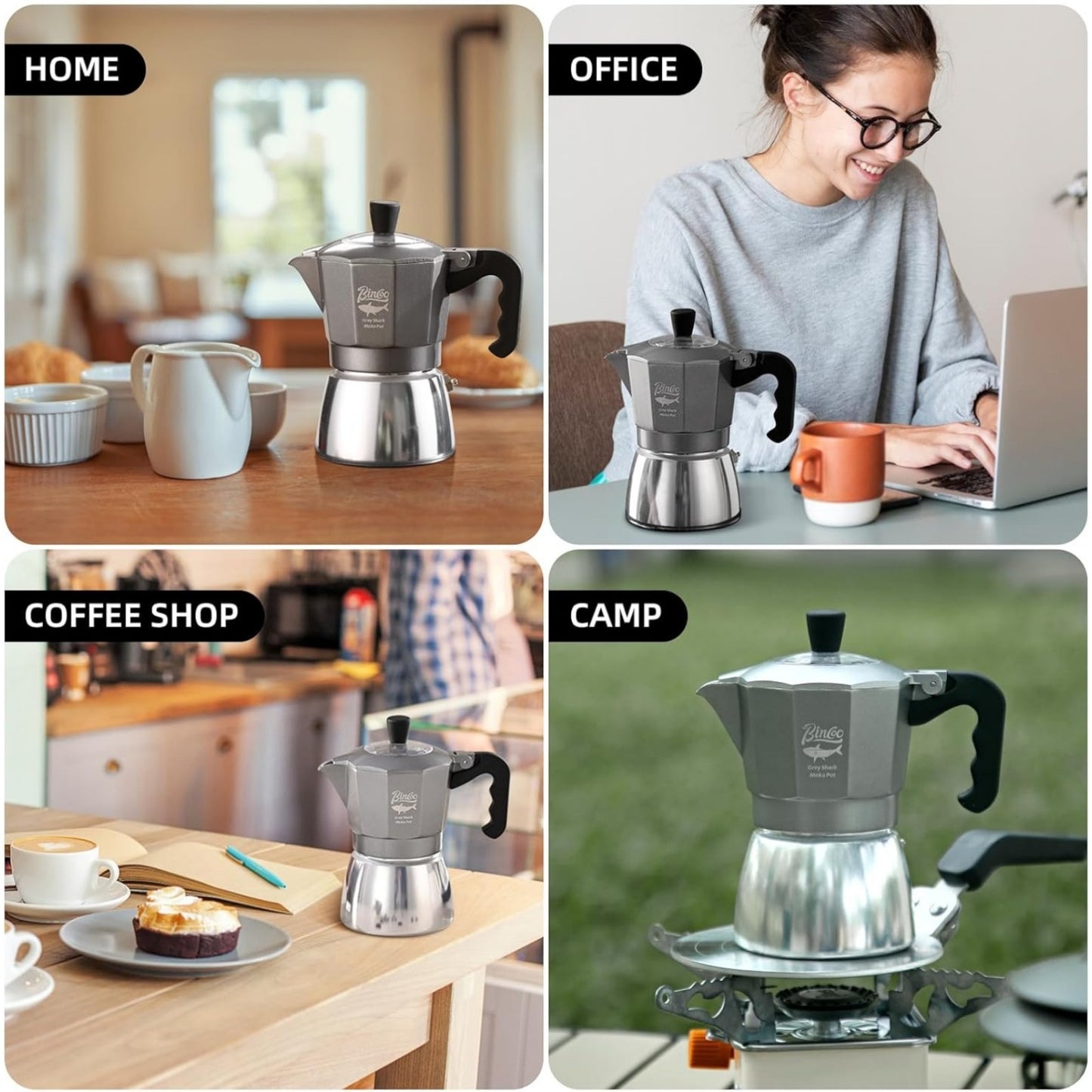 Bincoo Stovetop Espresso Coffee Maker,Electric Cuban Moka Pot,120ML-4.06oz,Italian Style Coffee Maker, 2 Cup Aluminum Espresso Portable Cafetera Moka Pot for Home Travel Camping