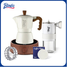 BINCOO Moka Pot with Electric Ceramic Stove Household Small Espresso Coffee Grinder Set for Office Outdoor 2Cups