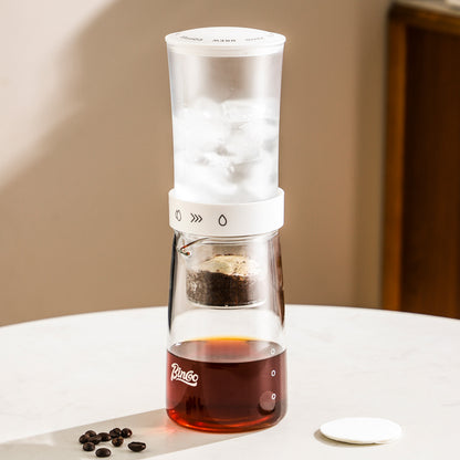 Bincoo GYKF2195 Cold Brew Coffee Maker 450ml-Bincoo High Borosilicate Glass Ice Drip Coffee Brewer,Adjustable Dual-Outlet Drip Speed, Constant Pressure Brewing
