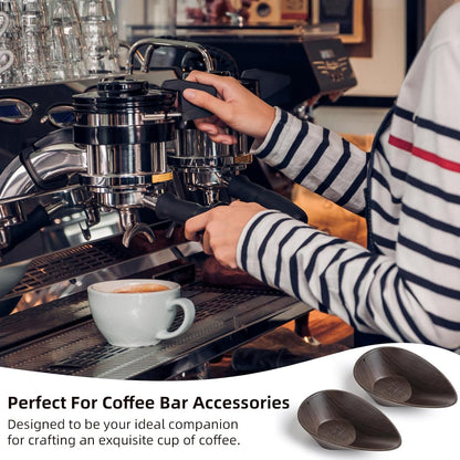 Coffee Bean Dosing Cup Set of 2 - Bincoo Wood Grain ABS Precision Dosing Cup for Espresso, Coffee Brewing - Non-Slip Base, Easy Pour Design, 30g Capacity