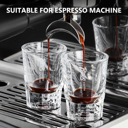 Espresso Shot Glasses 2 Pack - 50ml Espresso Measuring Cup Liquid Heavy Glass for Baristas for Single Shot