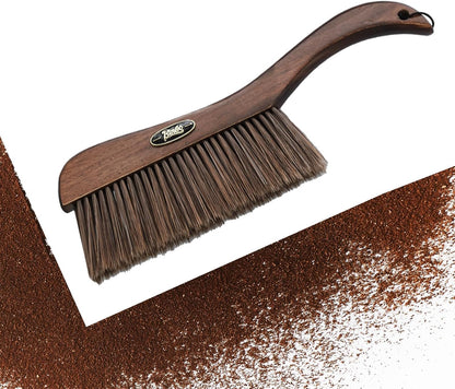 Bincoo GYKF1226 Hand Broom Dusting Brush for Home Cleaning-Espresso Machine Brush-Coffee Table Cleaning Brush with Long Wooden Handle,Ideal for Home,Kitchen,Dining Table,13 Inches Hand Broom(Brown)