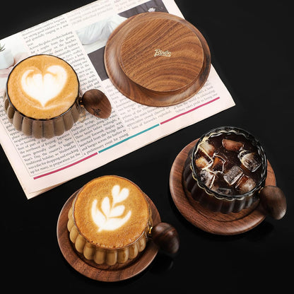 Bincoo GYJ60366 Iced Coffee Cups Set of 2,Clear Glass Coffee Mug Set Latte Glasses,250ml Cappuccino Mugs Espresso Coffee Cups with Handle (Gray)