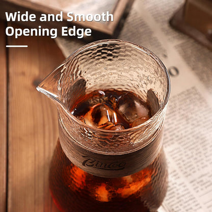 Bincoo GYKF1335 Glass Coffee Server 500ML/16oz - Glass Coffee Carafe with Heat-Resistant Wood Loop,Clear Coffee Decanter Coffee Server for Pour Over, Coffee Pot