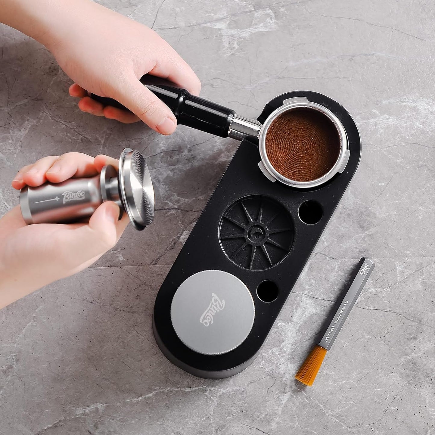 Espresso Coffee Tamper 51mm - Spring Loaded Espresso Tamper, 51mm Espresso Hand Tamper for Barista Home, Stainless Steel Thread Base