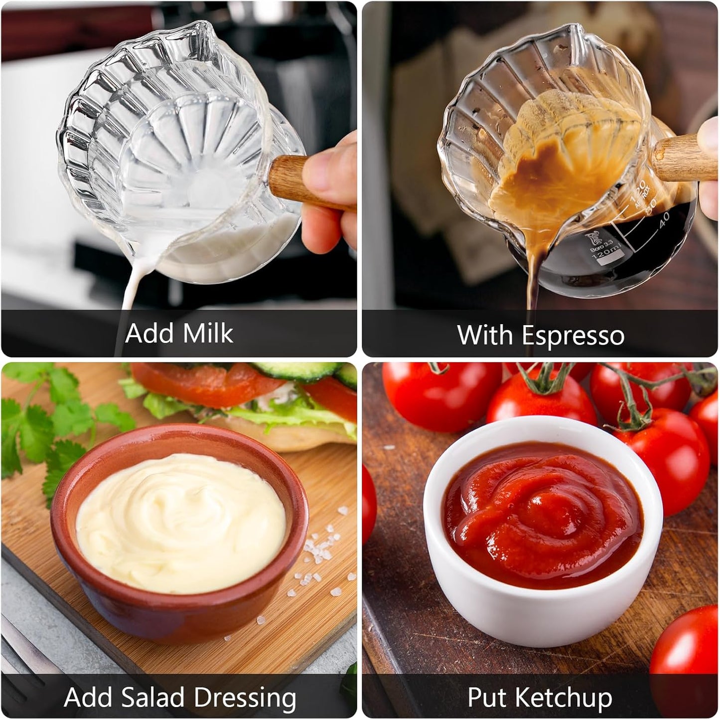 Espresso Shot Glass, 120 ML Espresso Cups with Handle and Dual-Scale, Espresso Shot Glass with V-Shaped Mouth