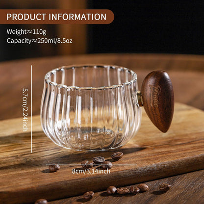 Bincoo GYJ60366 Iced Coffee Cups Set of 2,Clear Glass Coffee Mug Set Latte Glasses,250ml Cappuccino Mugs Espresso Coffee Cups with Handle