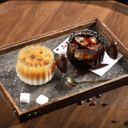 Bincoo GYJ60366 Iced Coffee Cups Set of 2,Clear Glass Coffee Mug Set Latte Glasses,250ml Cappuccino Mugs Espresso Coffee Cups with Handle